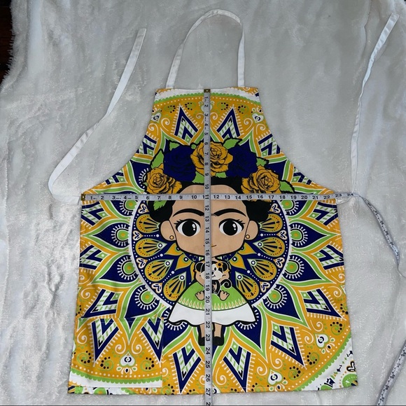 Frida Khalo Kitchen Apron Fridita Mandil Playful handmade  Adult Pockets yellow* - Picture 5 of 10